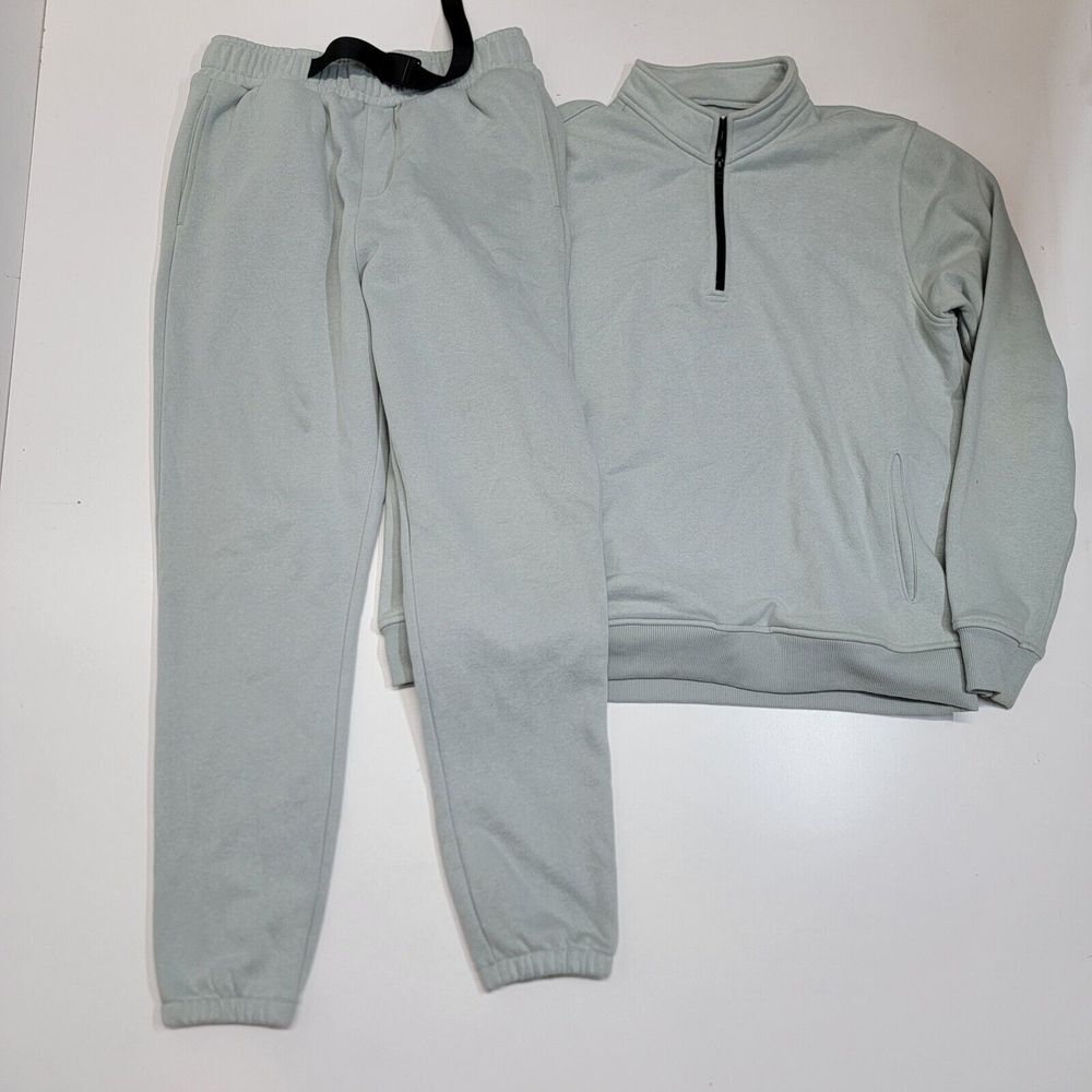 Melrose Place Light Green Montana Quarter Zip Sweat Suit Mens MEDIUM Pullover